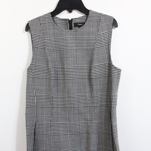 Theory Helaina Wool Dress sz 4 Women Plaid Shift Pockets Winter Fashion - Picture 7 of 10